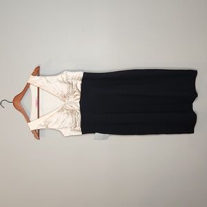 NWT Eliza J Silk Sleeveless Black‎ and Champagne Dress Size 12